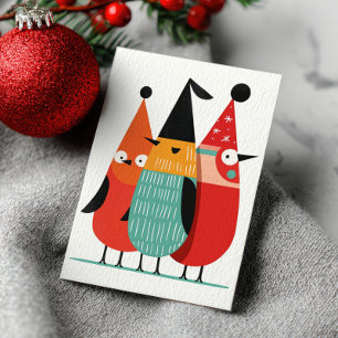 Süße lustige Weihnachtsvögel Minimalistisches Froh Feiertagskarte