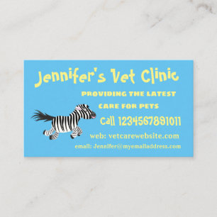Süße lustige Zebras laufen Cartoon-Illustration Visitenkarte