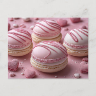 Süße Macarones mit Herzen Valentinstag Postkarte