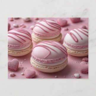Süße Macarones mit Herzen Valentinstag Postkarte