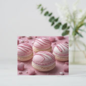 Süße Macarones mit Herzen Valentinstag Postkarte (Stehend Vorderseite)
