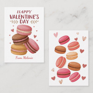 Süße Macarons Kinderklasse Valentinstag Grußkarte Mitteilungskarte