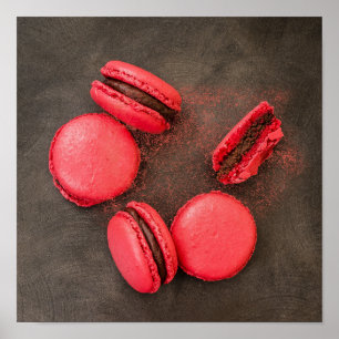 Süße Macarons Küchenposter Macarons Rot Pink Poster