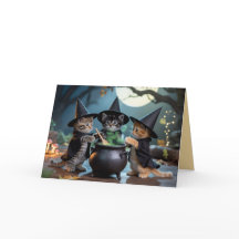 Süße Macbeth-Katzen-Halloween-Karte