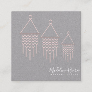 Süße Macrame-Künstlerin Handmade Design Rosa Quadratische Visitenkarte