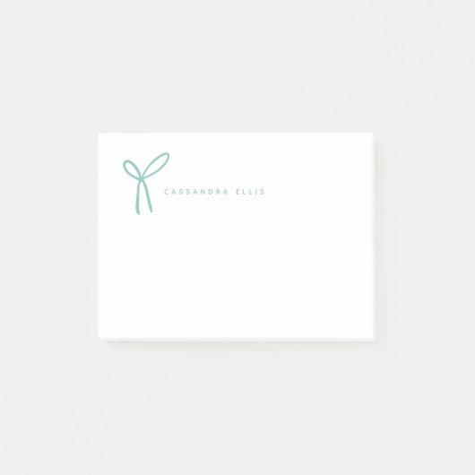 Süße Mädchen-Aqua-Schleifen-Schreibwaren Post-it Klebezettel (Vorderseite)