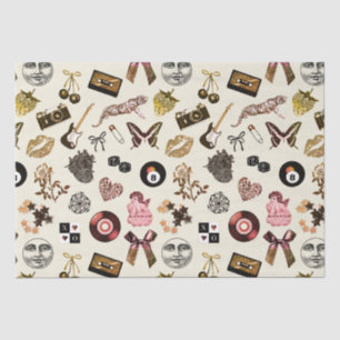 Süße, Mädchen-Ästhetik Gold-Braun-Muster auf Beige Seidenpapier
