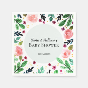 Süße Mädchen Blumen Wasserfarbe Blumen Baby-Party Serviette