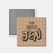 Süße Mädchen-Braun-Gingham-Magnet Magnet (Vorderseite/Rückseite)