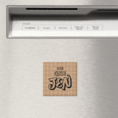 Süße Mädchen-Braun-Gingham-Magnet Magnet (In Situ (Geschirrspüler))