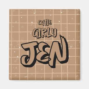 Süße Mädchen-Braun-Gingham-Magnet Magnet