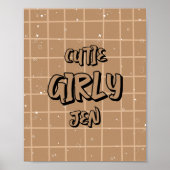 Süße Mädchen-Braun-Gingham-Wandkunst Poster (Vorne)