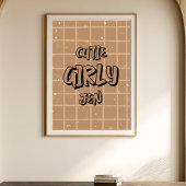 Süße Mädchen-Braun-Gingham-Wandkunst Poster