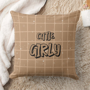 Süße Mädchen-Braun-Gingham-Wurfkissen Kissen