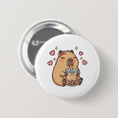 Süße Mädchen Capybara Ramen Kawaii Tee Kawaii Capy Button (Vorne & Hinten)