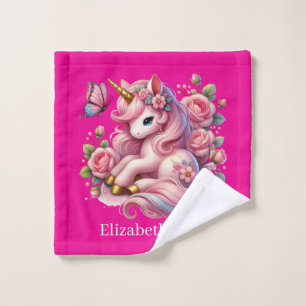 Süße Mädchen Fantasy Einhorn Namen hinzufügen  Waschlappen