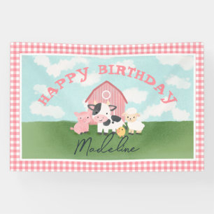 Süße Mädchen-Farmtier-Scheunen-Geburtstag Banner