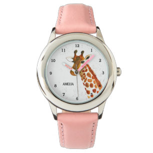 Süße Mädchen Giraffe Tier Kinder Neugierig Glückli Armbanduhr