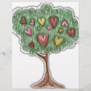 Süße Mädchen-Herz-Baum-Illustration Flyer