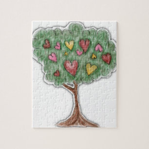 Süße Mädchen-Herz-Baum-Illustration Puzzle