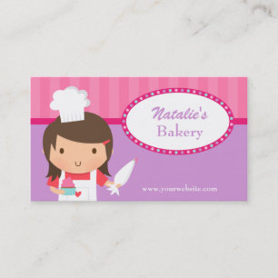 Süße Mädchen Köchin Cupcake Bäckerei Café Rosa Lil Visitenkarte