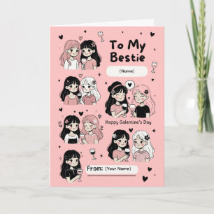 Süße Mädchen Nacht Galentine-Feier Design Karte