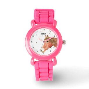 Süße Mädchen Pinkes Pferd Tier Kinder Pony Armbanduhr