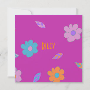 Süße Mädchen Retro-Blume Feiertagskarte