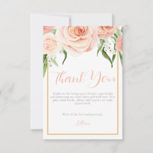 Süße Mädchen-Rosa-Blumen-Baby-Shower-Dankeskarten Dankeskarte