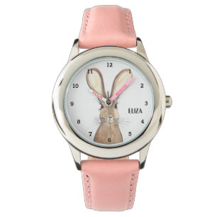 Süße Mädchen Rosa Bunny Kaninchen Tier Kinder Uhr