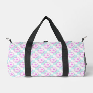Süße Mädchen Rosa und Blau Fußball-Muster Duffle Bag
