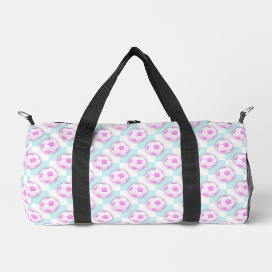 Süße Mädchen Rosa und Blau Fußball-Muster Duffle Bag (Vorderseite)