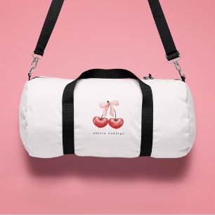 Süße Mädchen-Rot- und Rosé-Kirsch-Herz-Schleife Duffle Bag