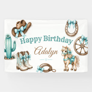 Süße Mädchen Western Cowgirl Pferd Geburtstag Banner