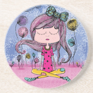 Süße Mädchen-Yoga-Illustration Getränkeuntersetzer