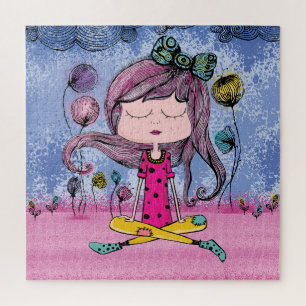 Süße Mädchen-Yoga-Illustration Jigsaw-Puzzle Puzzle
