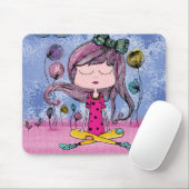 Süße Mädchen-Yoga-Illustration Mauspad (Mit Mouse)