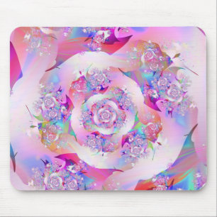 Süße Mädchenhaft Rosa Florale Vektor-Rose Mousepad