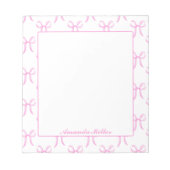 Süße Mädchenhaft Schöne Rosa Kokette Bows Monogram Notizblock (Vorderseite)
