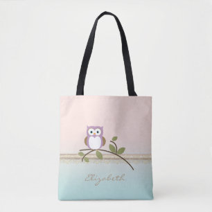 Süße Mädchenhaft süße Eule, Personalisiert Tasche