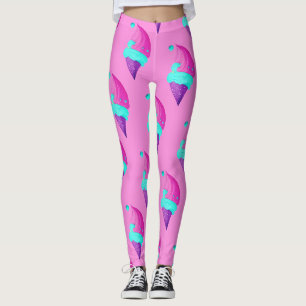 Süße Mädchenpuppe Farbe Pink Blau Eiscreme-Muster Leggings
