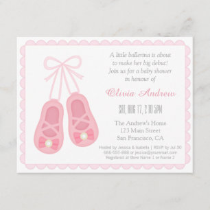 Süße Mädchenschuhe Ballerina Baby Shower Einladung