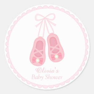 Süße Mädchenschuhe Ballerina Baby Shower Etiketten Runder Aufkleber
