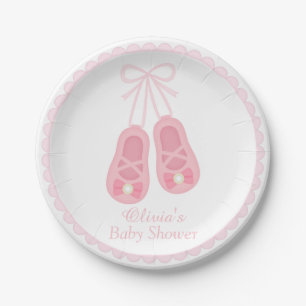 Süße Mädchenschuhe Ballerina Baby Shower Zubehör Pappteller