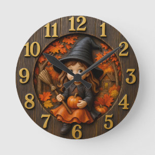 Süße Magier-Laternenmagie im Herbst Runde Wanduhr