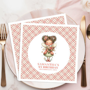 Süße magische Feen-Pink-Blumen 3. Geburtstag Serviette