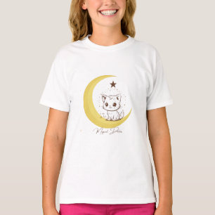 Süße magische Katze auf Mond Sternenhafte Träume - T-Shirt
