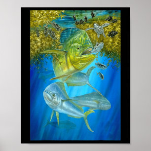 Süße Mahi Mahi Angeln Fisch Thunfisch Und Schildkr Poster