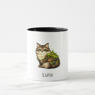 Süße Maine Coon Katze Individueller Name Zweifarbi Tasse