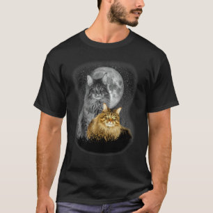 süße Maine Coon Katze mit Mond Maine Coon Katze T-Shirt